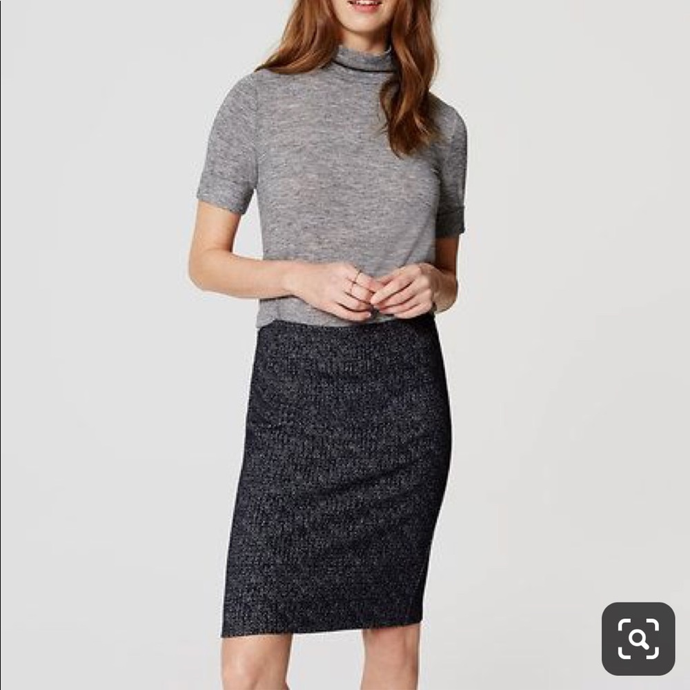 NWT Loft Speckle Knit Pull On Pencil Skirt Blue